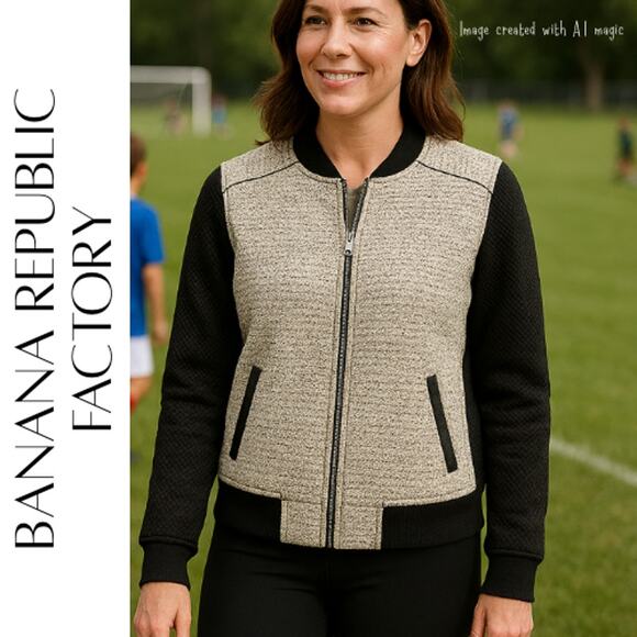 Banana Republic Factory Jackets & Blazers - BANANA REPUBLIC FACTORY Baseball-Style Boucle Jacket, S